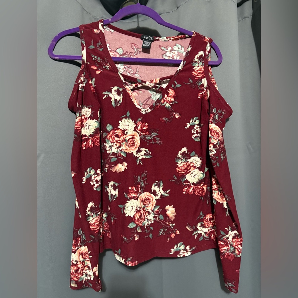 Rue21 Burgundy Floral Blouse